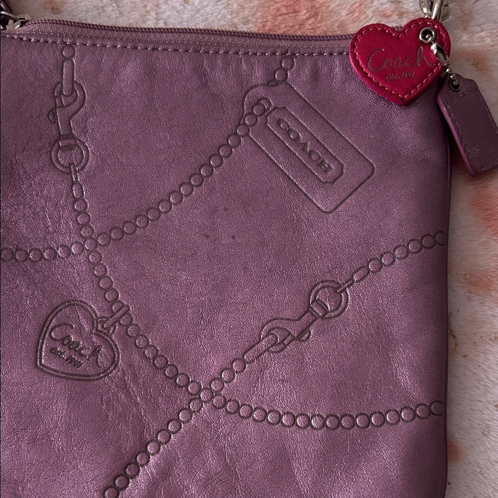 Coach Pink and Red Heart Crossbody Bag - Picture 2 of 3
